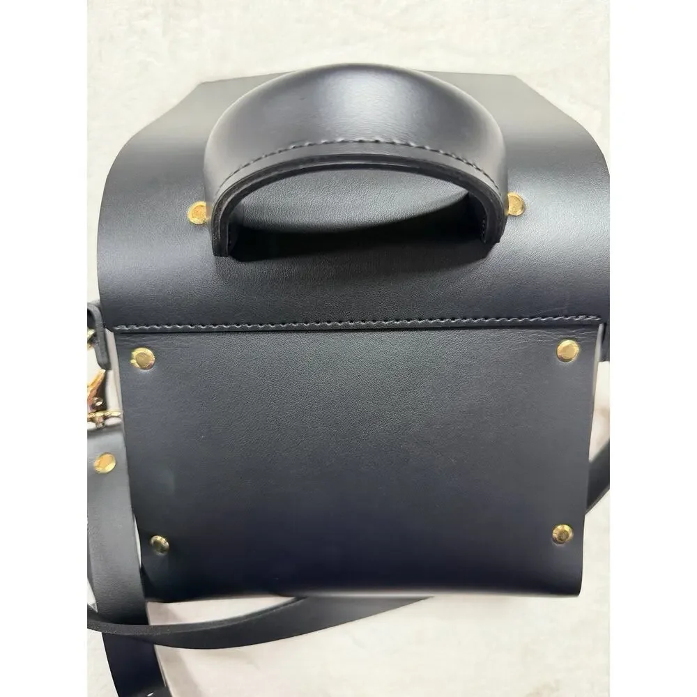 Przywara-Strzalka Black Leather Minimalist Crossbody Flap Bag Handmade NWOT